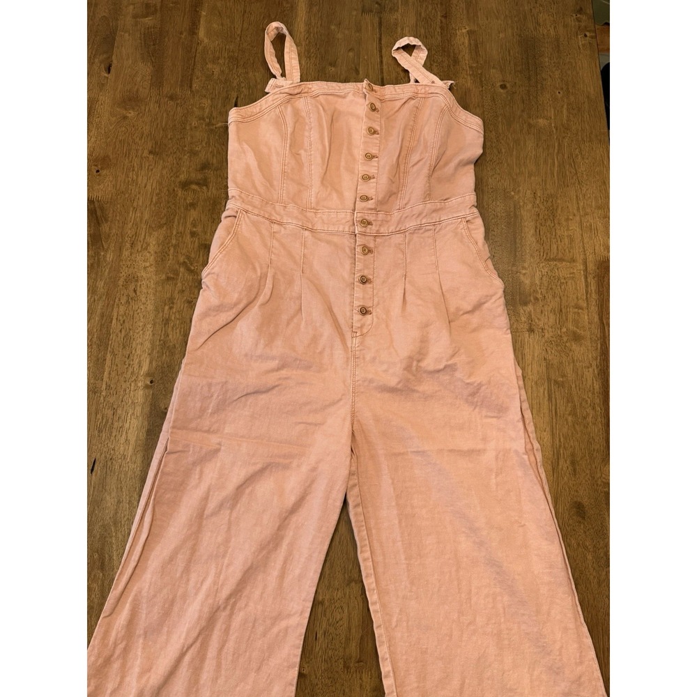Pilcro And The Letterpress Anthropologie Peach Wide Leg Jumpsuit Size 8